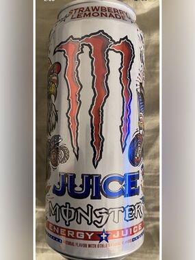 Monster Juice Strawberry Lemonade Energy Drink - White/Red
